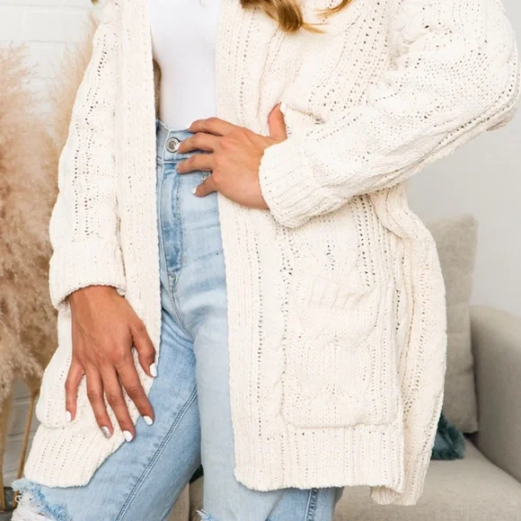 COPY - Super Soft Cable Knit Cardigan - Picture 3 of 5